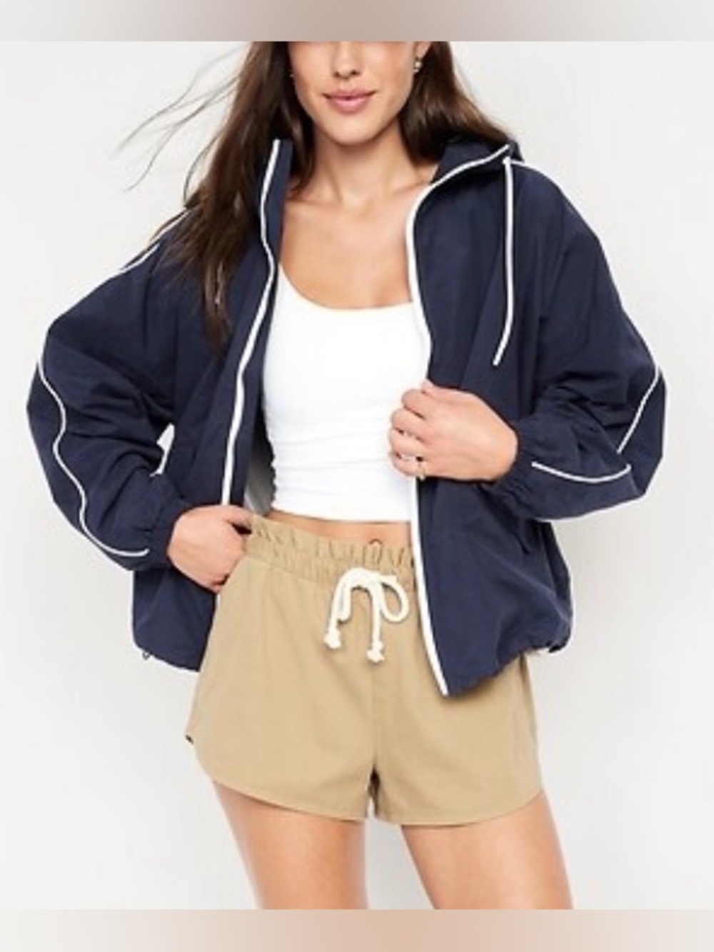 Old Navy Hooded Zip Windbreaker, Navy, sz M